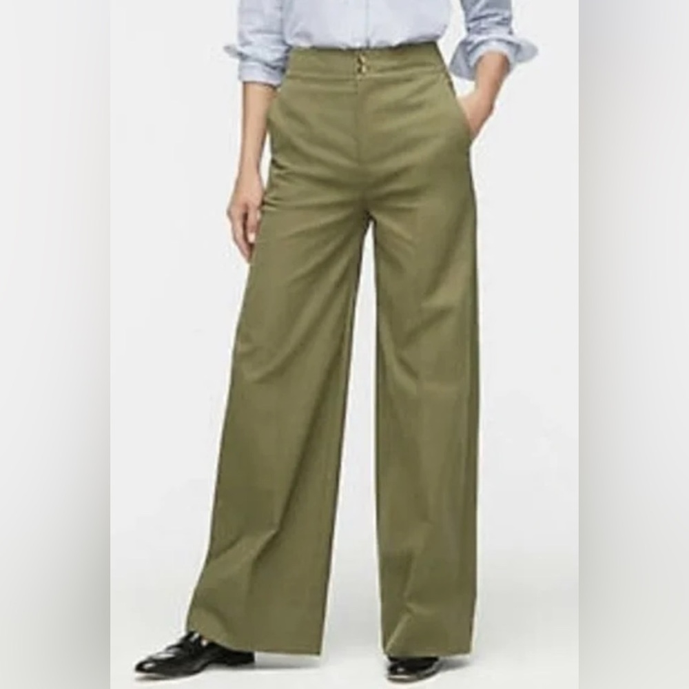 JCrew Frankie Wide Leg Trouser in Army Green